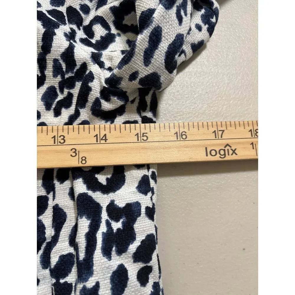 J. Crew Women Size XXS Blue and White Leopard Print Full‎ Zip Moto Bomber Jacket